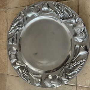 Silver Seashell Decorative Plate